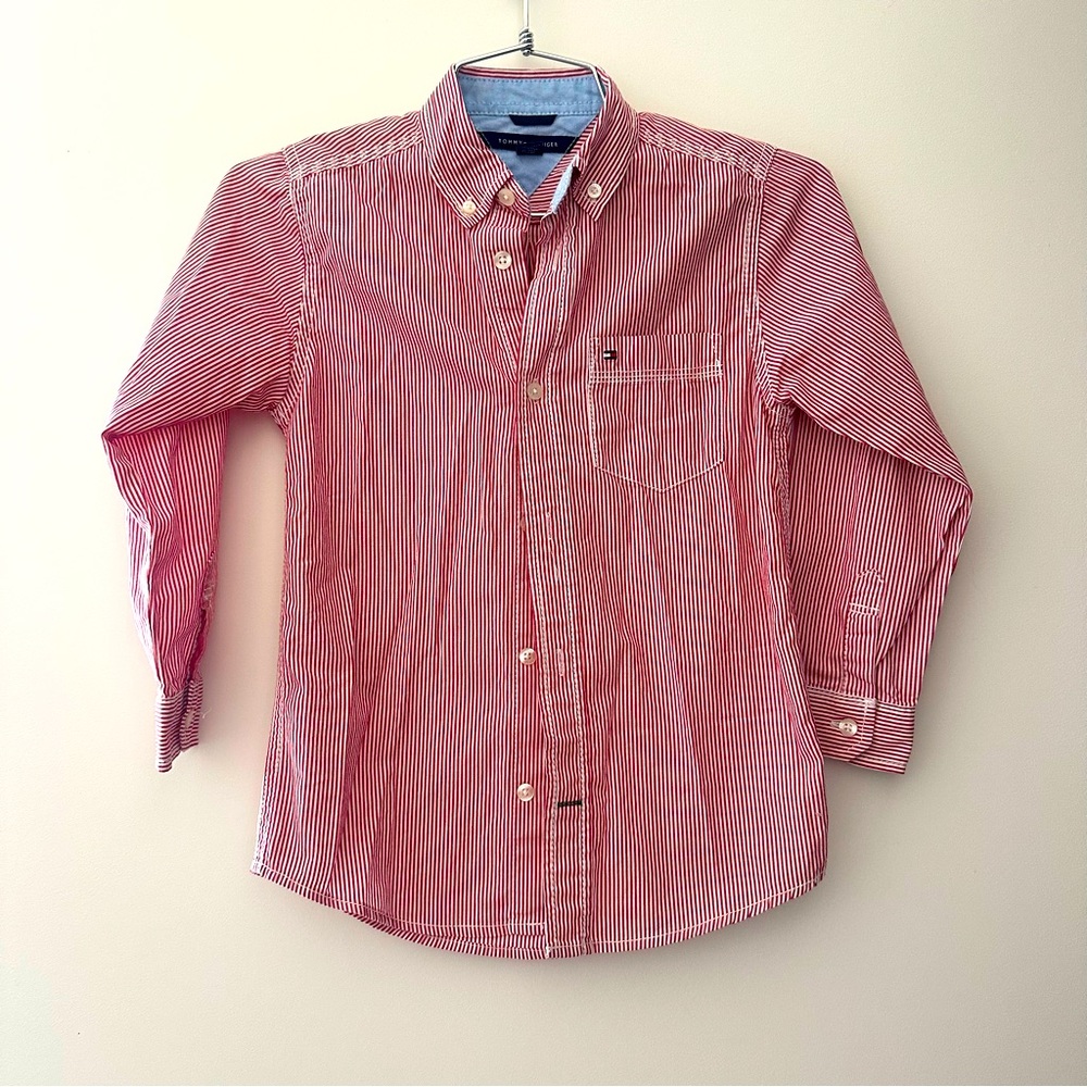 Tommy Hilfiger Kids Red Stripes Button Down Shirt